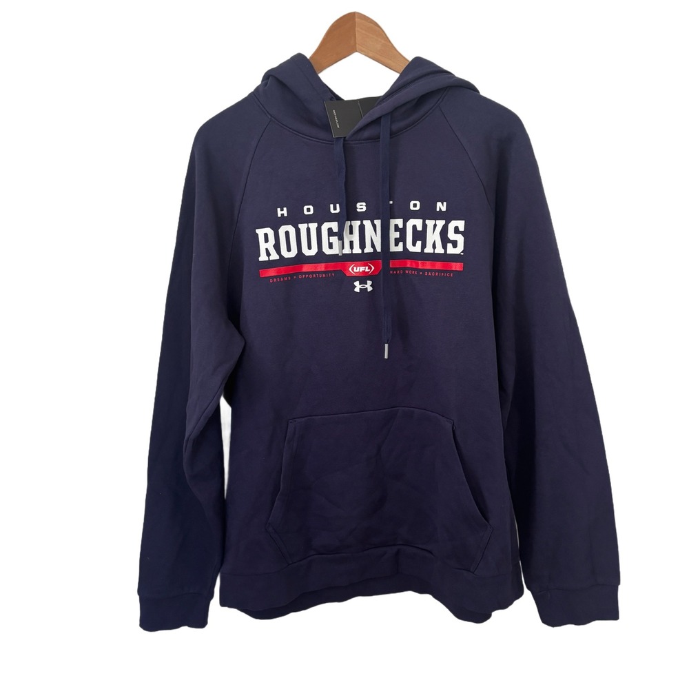 Under Armour Houston Roughnecks UFL Hoodie Navy Blue‎ Mens Large New with Tags